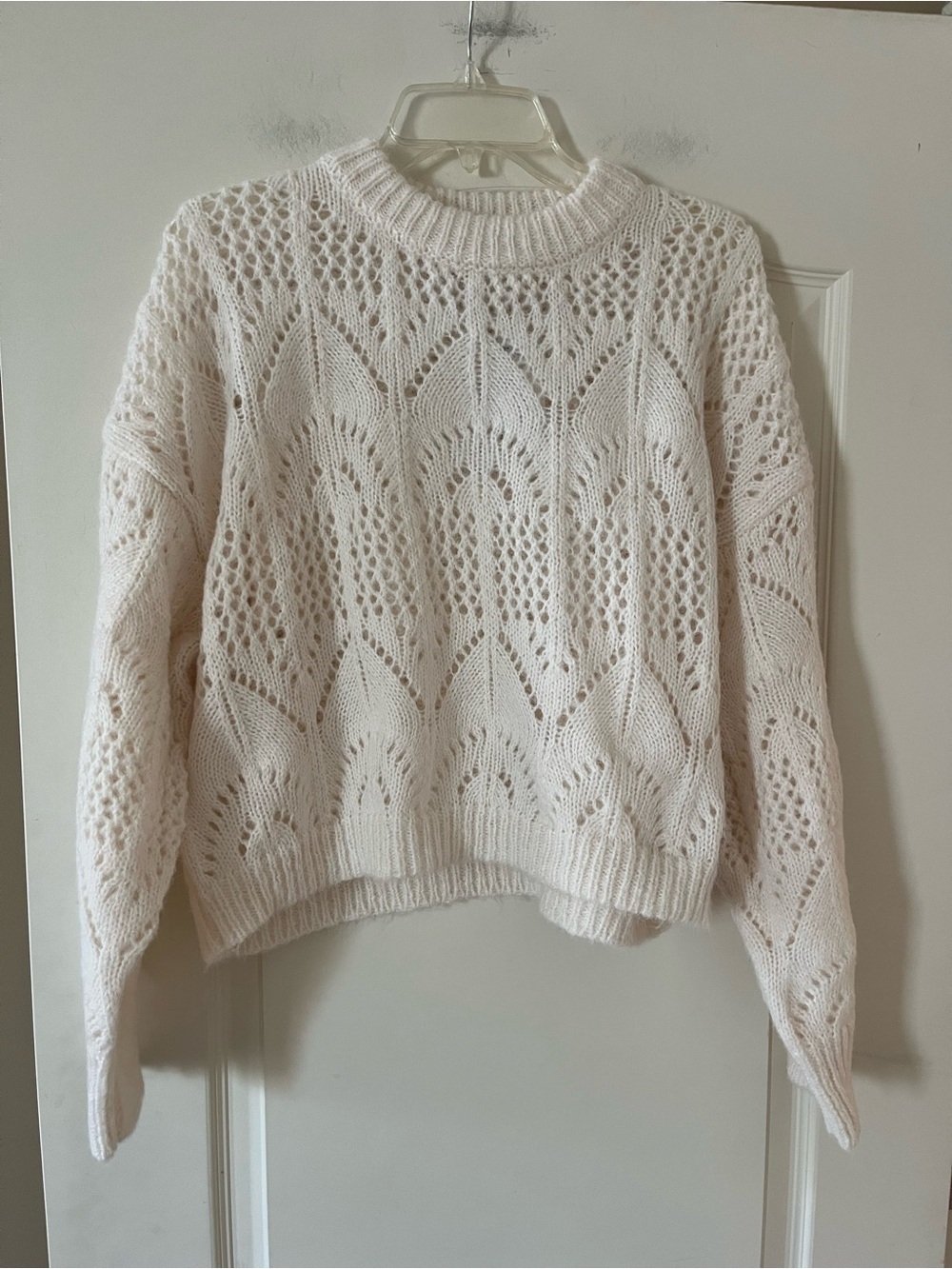 Topshop Designer Cream Openwork Knit Sweater Women’s Size Large